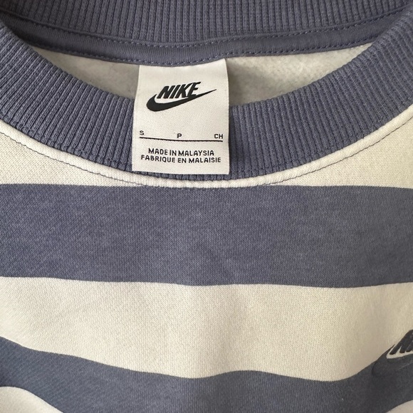 Nike Women's Blue and White Striped Phoenix sweatshirt - Picture 2 of 2